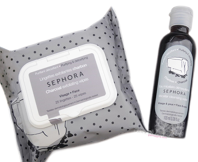 Sephora Charcoal Micellar Cleansing Water and Exfoliating Wipes - Review 