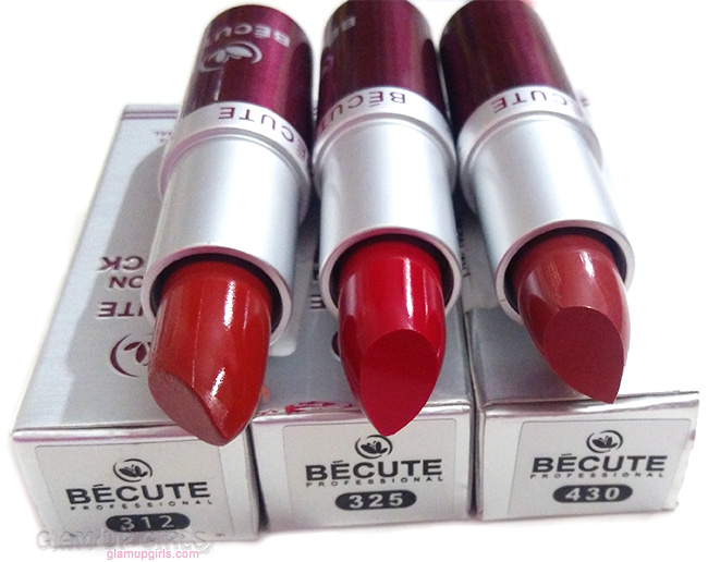 Becute Long lasting Lipstick in 312, 324 and 430