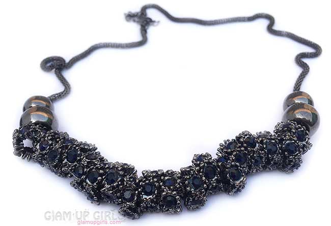 Rhinestone Beads Pendant Clavicle Necklace 