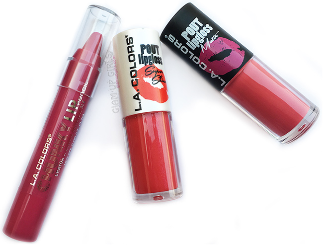 L.A. Colors Chunky Lip Pencil, Pout Lip Gloss Matte and Super Shine - Review and Swatches
