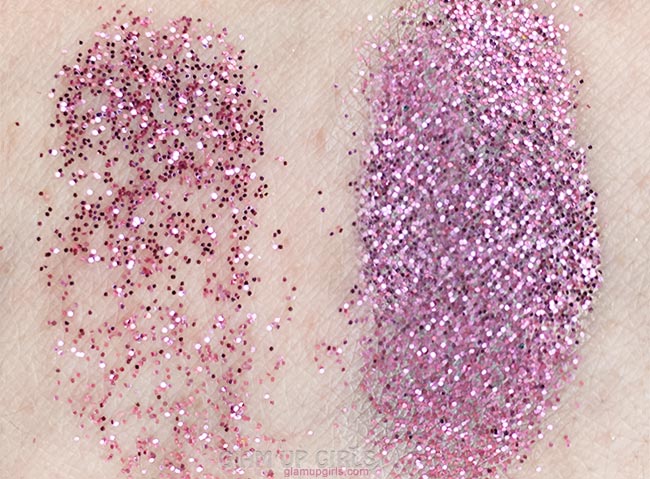 With and without NYX Glitter Primer