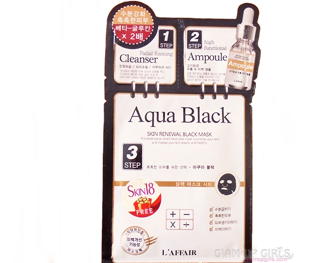 L'affair AQUA BLACK 3 step Skin Renewal Black Mask from Skin18