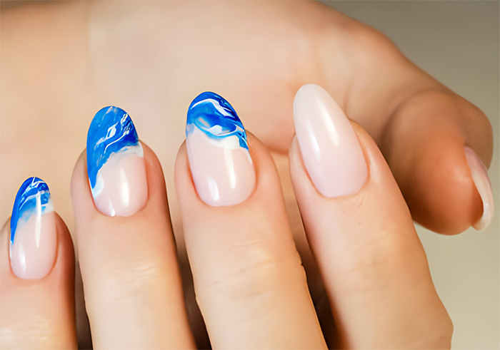 Blue Ocean Waves Nail Art