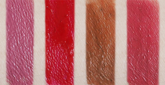 Swatches of Maybelline Superstay Matte Ink in Lover, Pioneer, Fighter and Ruler 