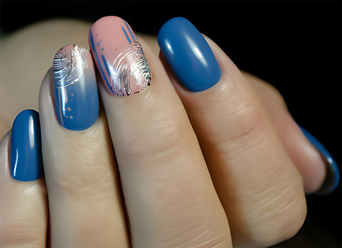 Blue and Pink ombre Nail Art