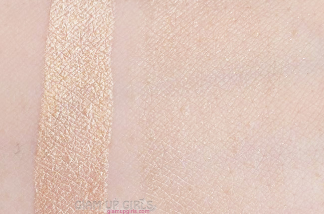 Swatches of Wet n Wild MegaGlo Hello Halo Liquid Highlighter in Goddess Glow