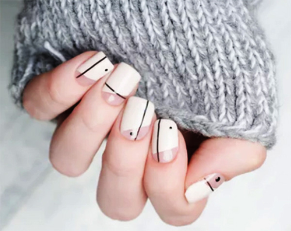 Negative Space Nail art with white and black