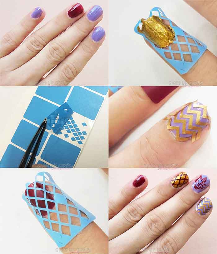 Nail art tutorial with nail art stencils
