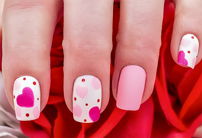 Pink heart Nails