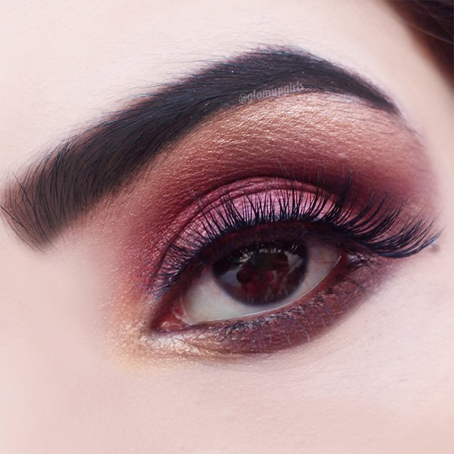 Burgundy makeup and Dodolashes Mink Lashes