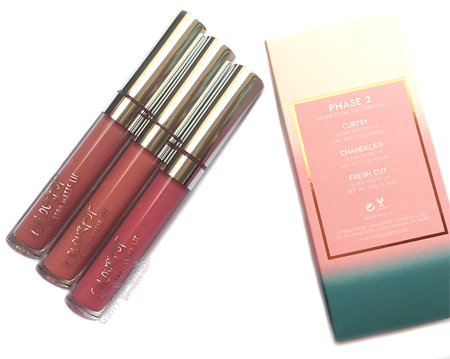 ColourPop Phase 2 Lip Bundle, Chandelier, Curtsy, Fresh Cut - Review and Swatches