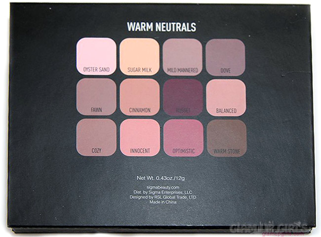 Sigma Beauty Warm Neutrals Eye Shadow Palette Names