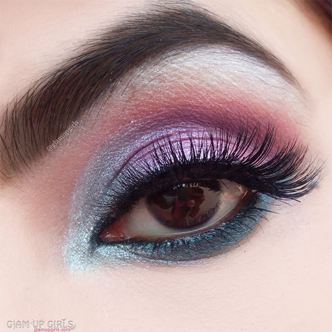 Turquoise Pink Eye Makeup Look with ColourPop My Little Pony Pressed Powder Eyeshadow Palette