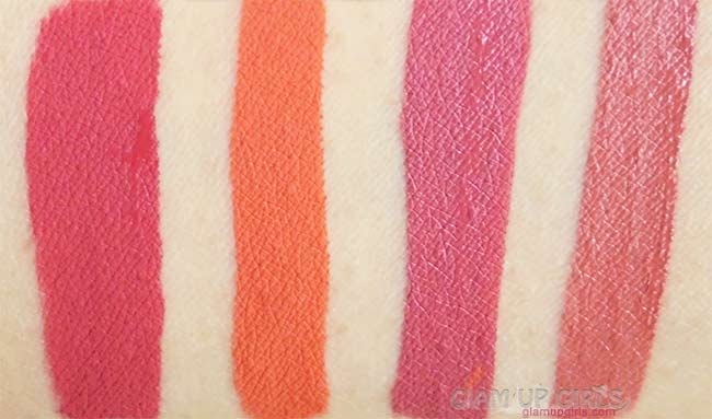 Clazona Beauty 24 Hours Matte Lip Gloss swatches in shade 512, 535, 524 and 507