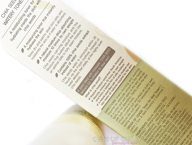 The Face Shop Chia Seed Watery Toner ingredients and details