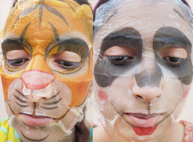 Xilix Panda animal whitening mask sheet, Tiger animal wrinkle mask sheet and Money Deep AQUA Moisture Mask