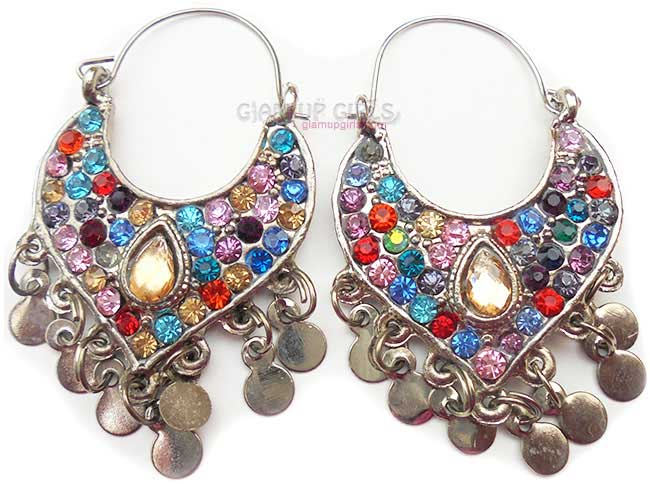 Traditional Multi Color Rhinestone Earrings