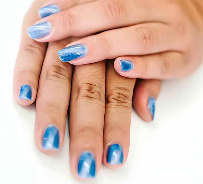 Blue and White Blended Nail Art