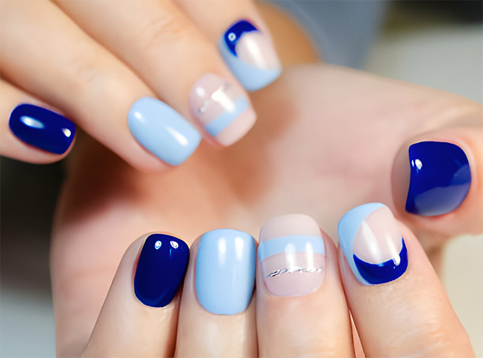 Light and Dark Blue Nails for Fall
