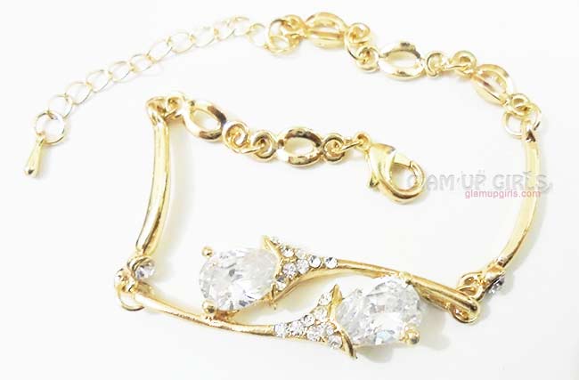 Gold Plated Bracelet Studded with Cubic Zirconia