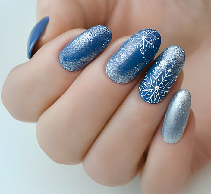 Festive Blue Nail Art