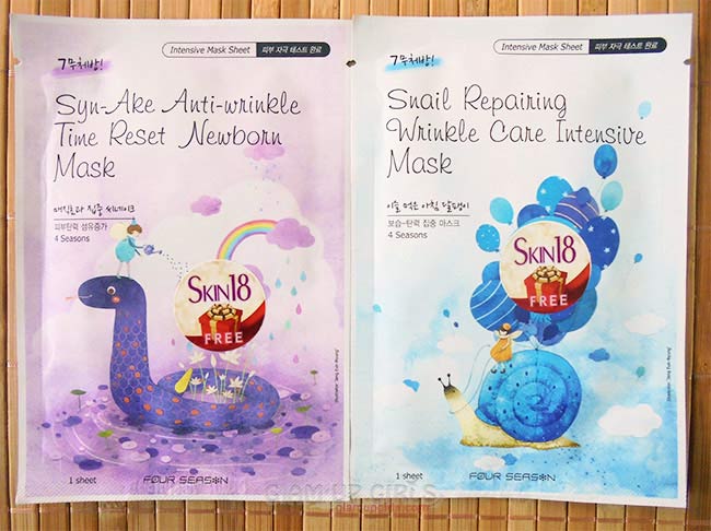Four Season Snail Repairing Wrinkle Care Intensive Mask and Syn-ake Anti-Wrinkle Time Reset New Born Mask
